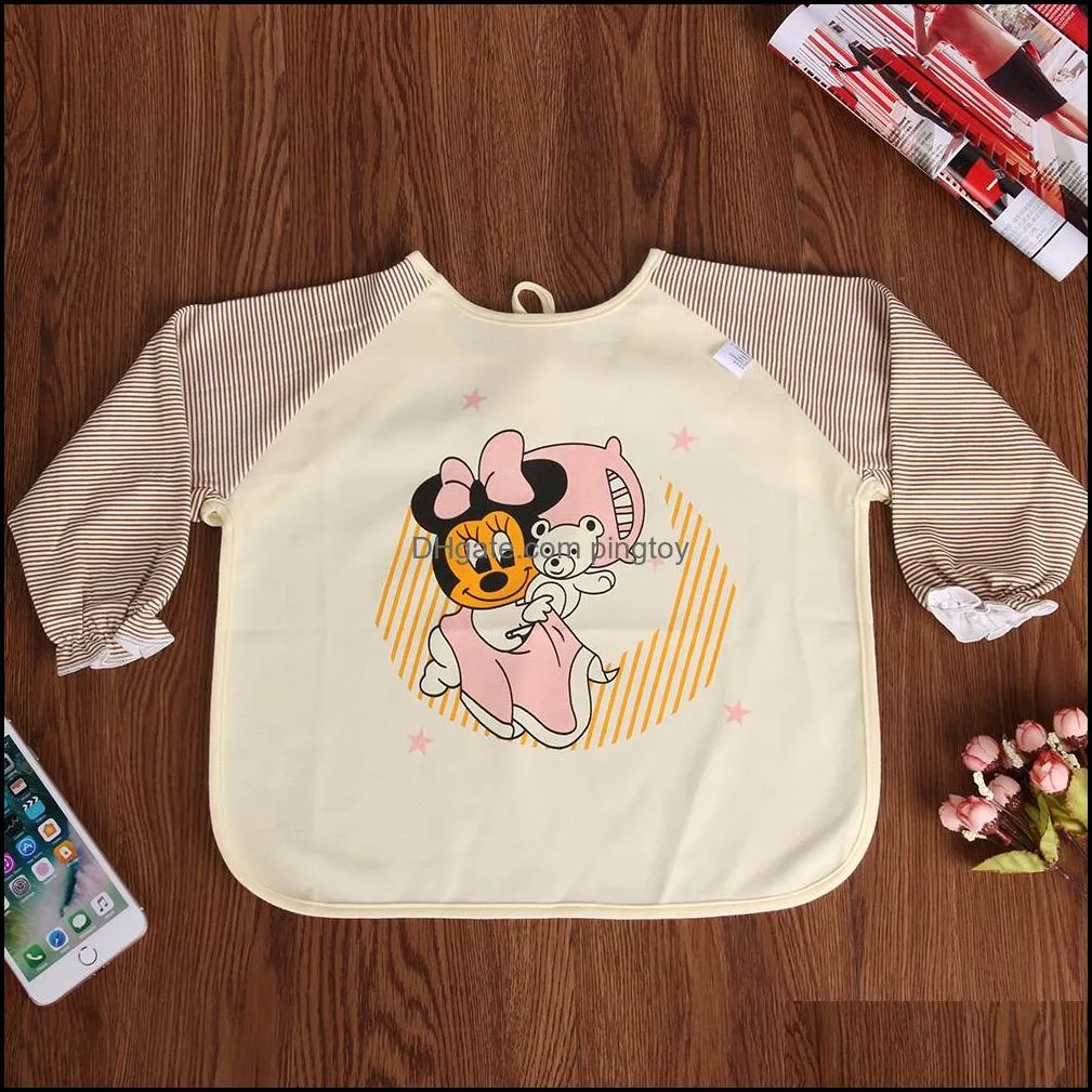 Baby Bibs Colorful Long Sleeve Apron Waterproof Toddler Feeding Cartoon Bibs Burp Cloths Children Painting Clothes