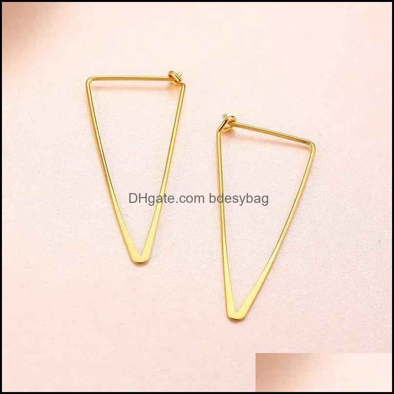 Hoop & Huggie Golden Big Triangle Earrings For Women Fashion Geometric Simple Statement Girls Lady