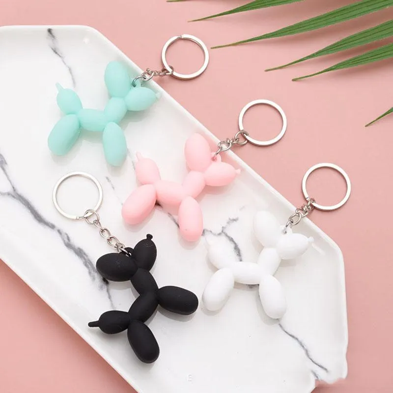 2021 Модная цепь ключей Cute Balloon Dog Beychain Ювелирные Изделия Пара Ключ Creative Creative Мультфильм Мобильный Телефон Сумка Автомобильные Веселые Брелки