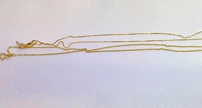 18k gold box chain necklace yellow gold color (8)
