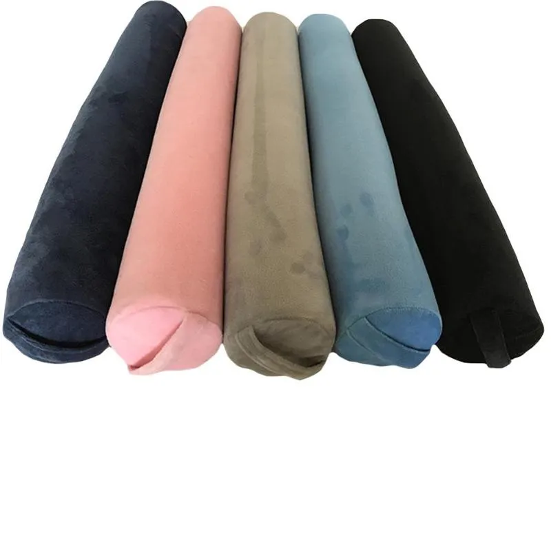 Cushion/Decorative Pillow EHOMEBUY Simple Crystal Super Soft Cylindrical Flexional Travel Nap Cushion Neck Piliow Solid Colors