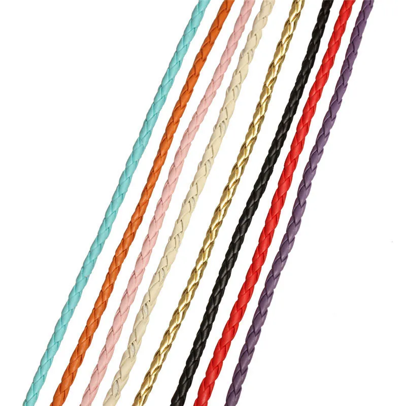10meter / parti 3 4 mm Komponenter Flätade läderkabel Armband Rope String för DIY Halsband Smycken
