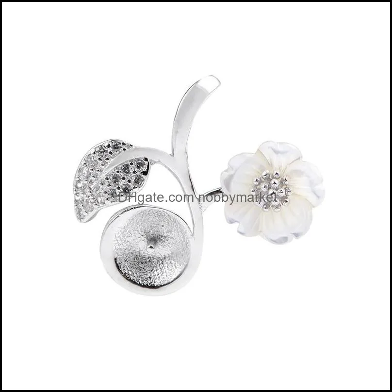 Smycken Inställningar Pearl Hängsmycke Vit Skal Blommablad 925 Sterling Sier DIY CHARM Pendants Mount 5 stycken Drop Leverans 2021 2xxcv