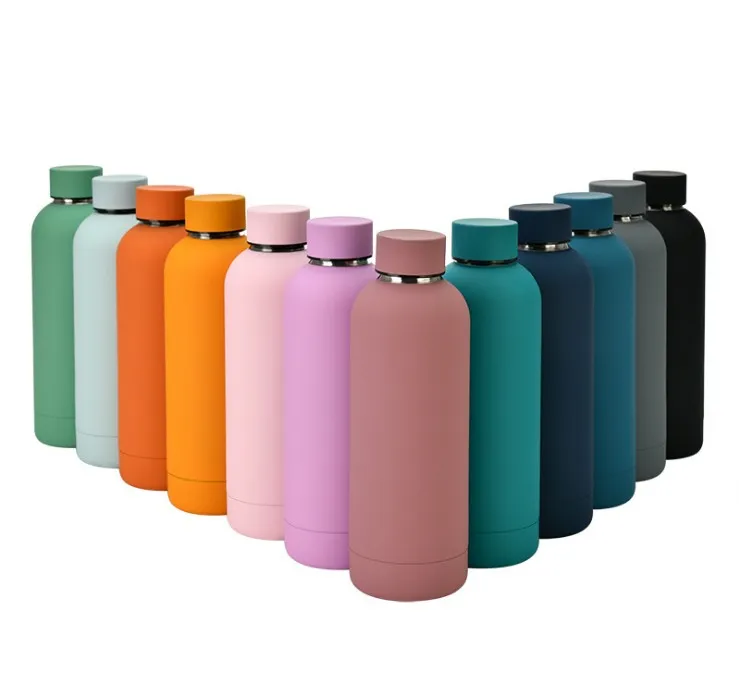 Nieuws Cup 17oz 500 ml Kolf Sport Waterfles Dubbelwandige Roestvrijstalen vacuüm Geïsoleerde Mokken Reizen Thermos Custom Matte kleuren