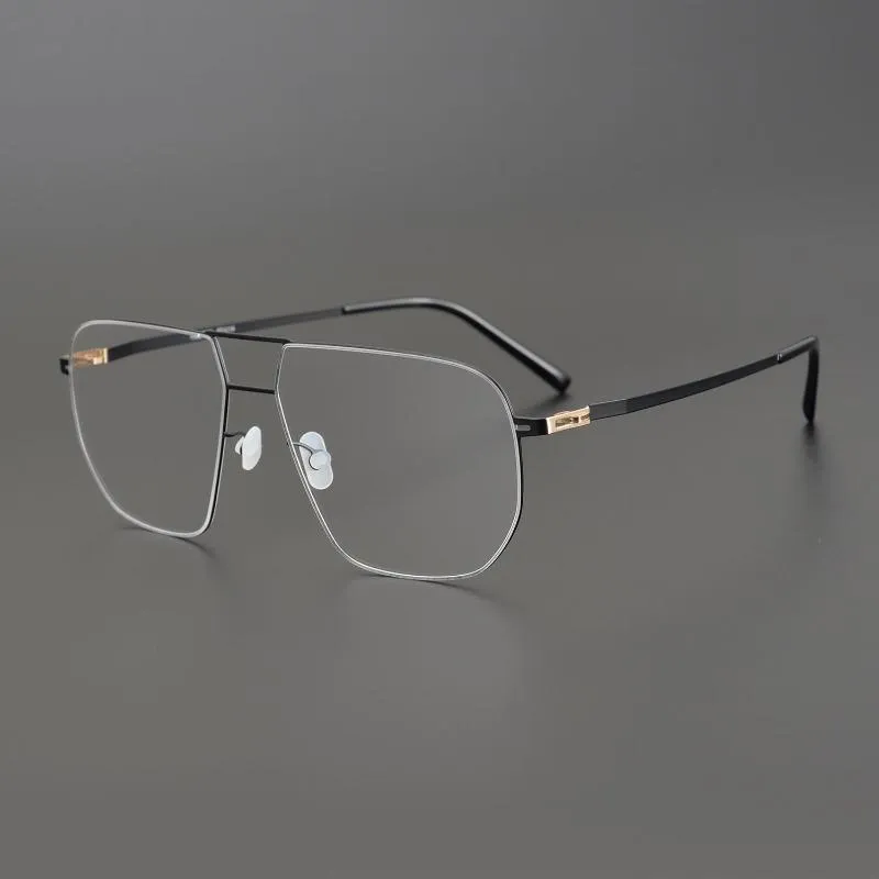 Mode solglasögon ramar 2021 Tyskland märke designer glasögon män super ljus rostfritt stål pilotglasögon kvinnor glasögon ram