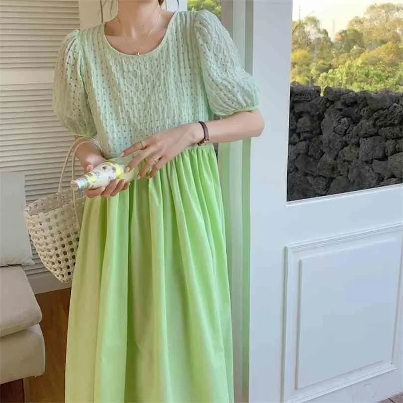 Korean Stylish Patchwork Alle Match Girls Color-Hit-Prinzessin Femme Design Prom Chic Long Dress Vestidos 210525