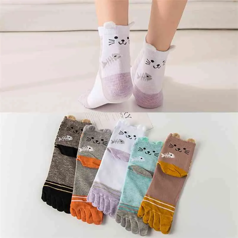 Vijf vingersokken katoen ademend zweet 5 teen sokken Japan sokken met afzonderlijke tenen kleurrijke 210720