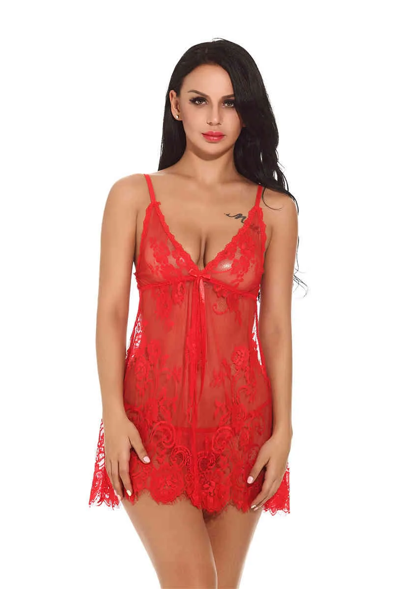 Haute qualité chaud noir blanc maille voir à travers pyjamas ouvert entrejambe fronde chemise de nuit femmes lingerie sexy 211208