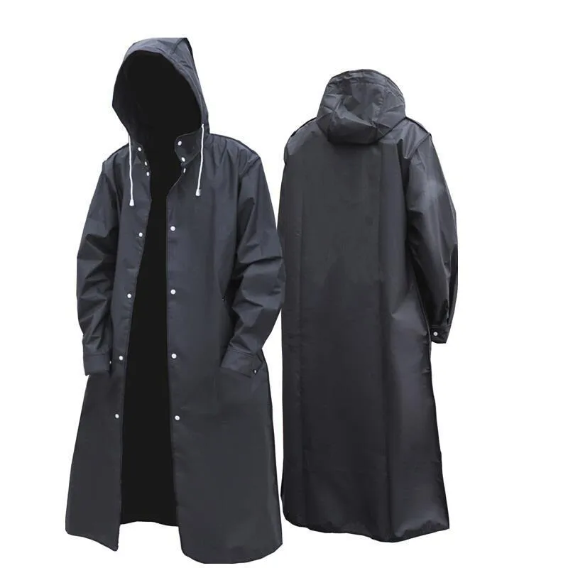 Adult Long Waterproof Women Women's Men's coat Impermeable wear Men EVA Black Thicken Hooded Rain Coat Poncho