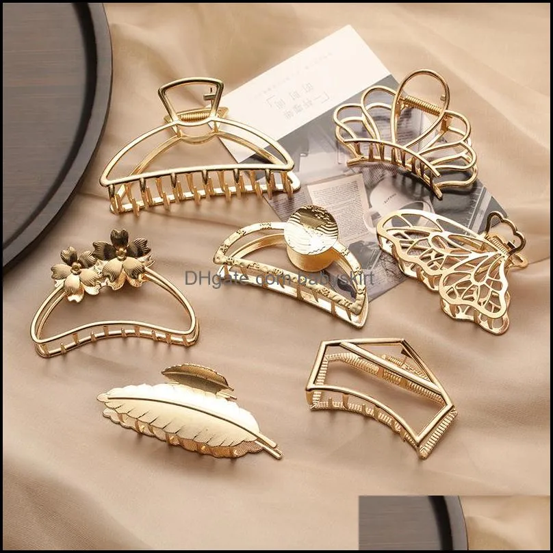 Women Barrettes Metal Hair Claws Accessories Hairclips Hairpins Ladies Hairgrip Headwear Girls Ornaments Crab Bands 8cm gold