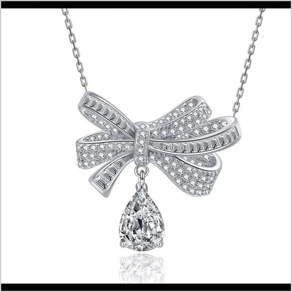 luxury new bow series s925 sterling silver pendant, fashionable versatile, small and  women`s jewelry necklace