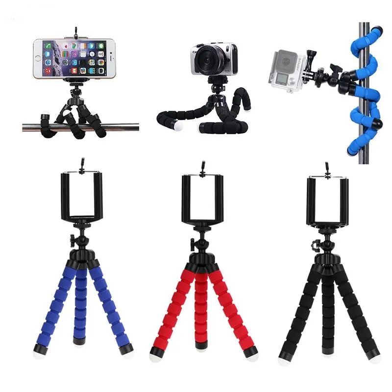 Black Red + Blue 3 Pcs Sponge Octopus Stand For Live Streaming Lazy Deformation Mobile Phone Holder Portable Camera_voghion.com