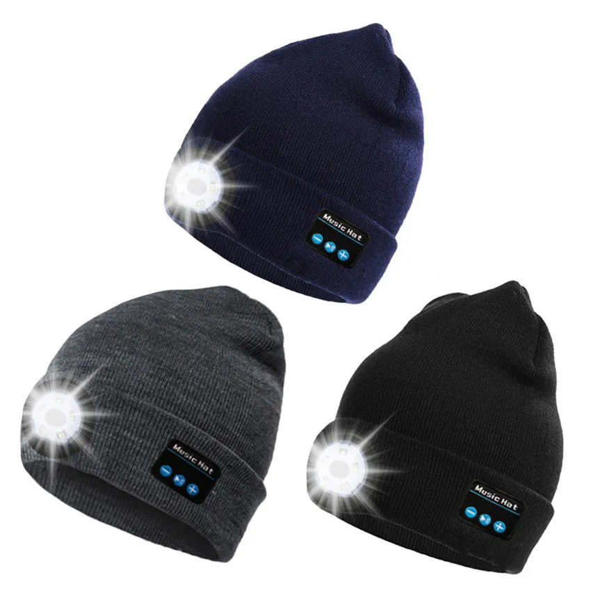 DROPSHIP Großhandel Warme Beanie Hut Drahtlose Bluetooth Smart Cap Kopfhörer Headset Lautsprecher Mikrofon