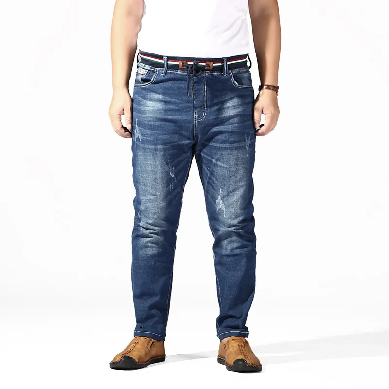 Calça jeans masculina tamanho grande 6XL 7XL 8XL 180KG Calças masculinas Stretch retas calças soltas Denim Blue Plus Jean Brand Rasgado Pant265s