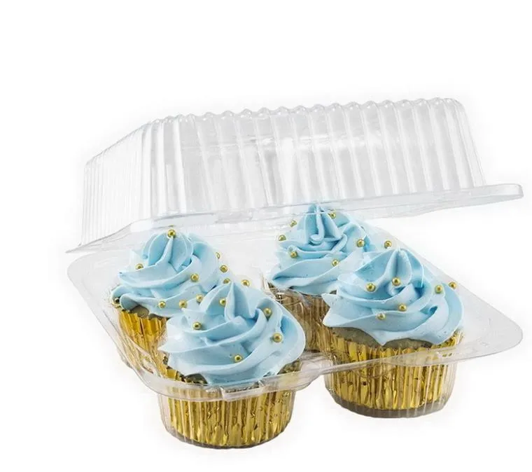 120 sztuk 4/6 wnęki Plastikowe Przezroczyste Clear Cupcake Boxes and Opakowanie Box Portable Party Bread Container SN2242