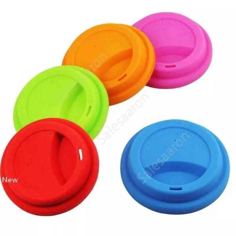 Silicone Cup Lids 9cm Anti Dust Spill Proof Food Grade Silicone Cup Lid Coffee Mug Milk Tea Cups Cover Seal Lids DHS39