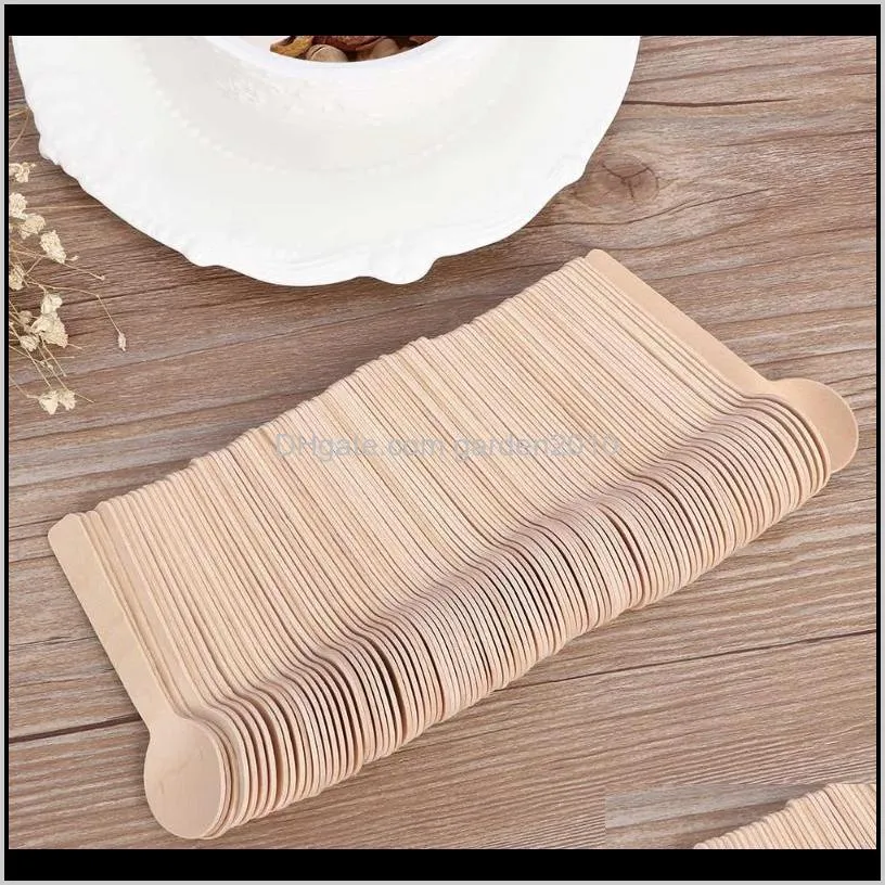100pcs mini ice cream spoon disposable wooden dessert western wedding party tableware kitchen accessories tool spoon