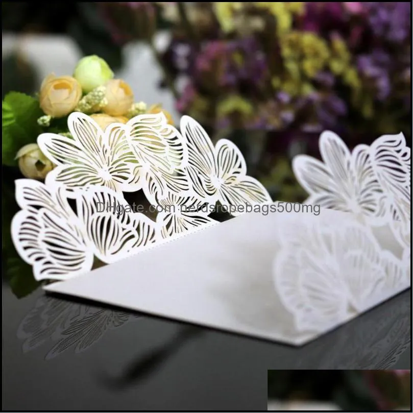 Cards Event Festive Supplies Home & Garden 10Pcs Elegant Flower Invitations Laser Cutting Card For Wedding Hollow Birthday Party Invitation