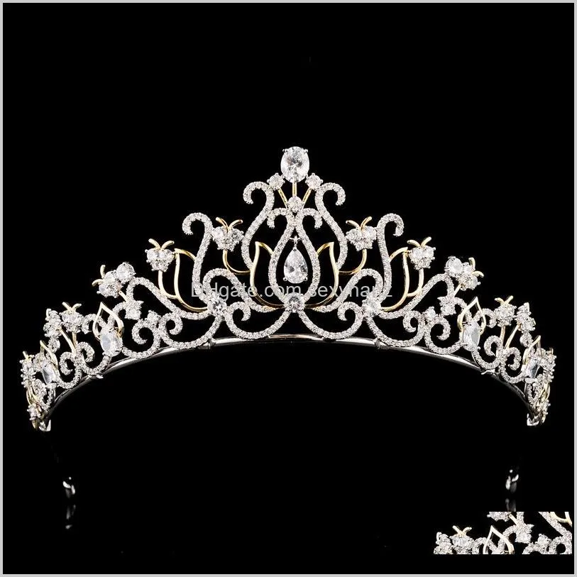 rose gold silver color tiaras crowns zircon zirconia diadem princess queen headbands wedding hair accessories bridal jewelry