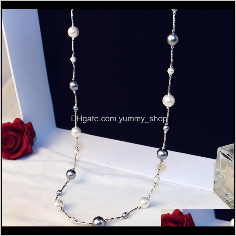 luxury jewelry women designer necklace full pearl necklace with flower double sweater chains elegant long necklaces for girl gift