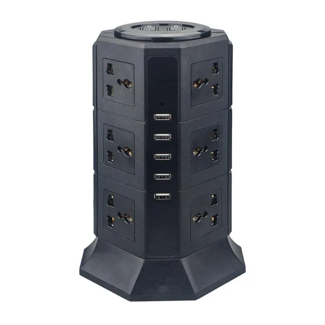 USB Power Strip vertical 8/12 EU / UC / UE / AU Conecte eléctrico de AU Universal Outlet Sockets Cargador Protector de sobretensiones 6.6FT / Cable de extensión 2M