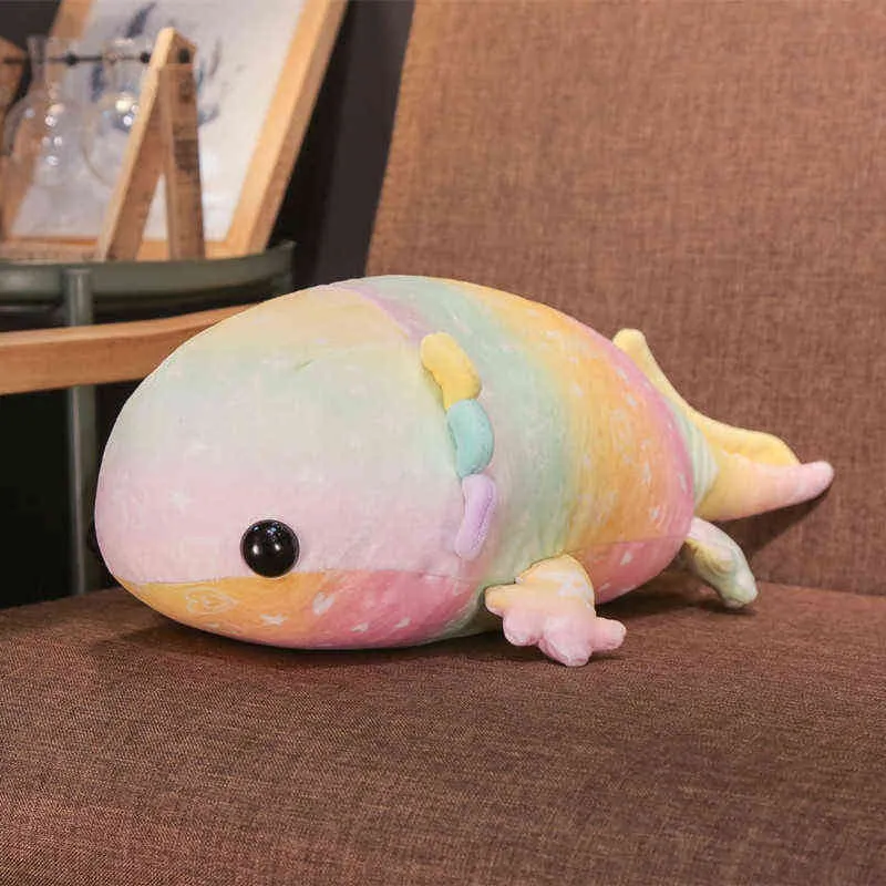 37-58cm Bande Dessinée Coloré Salamandre En Peluche Jouets En Peluche Doux Bébé Belle Poisson Oreiller Kawaii Poupée Réaliste pour Enfants Enfants Cadeaux Y211119