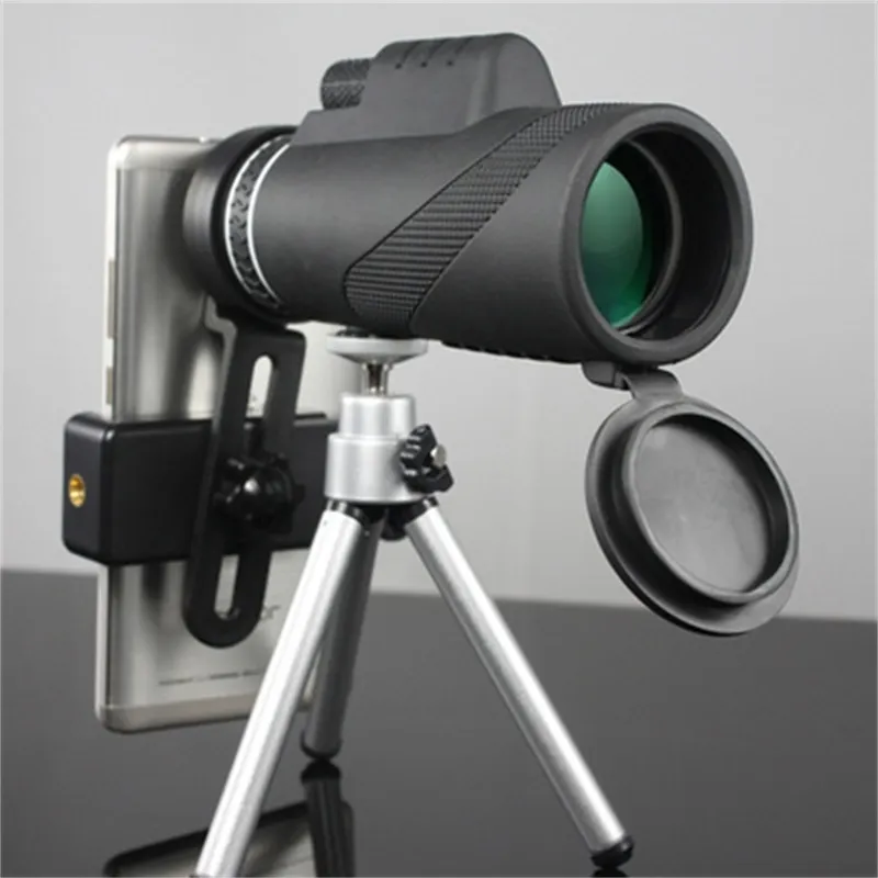 Vattentät 40x60 High Definition Monocular Telescope Night Vision Militär HD Professionell Jakt W / Tripod Phone Holder