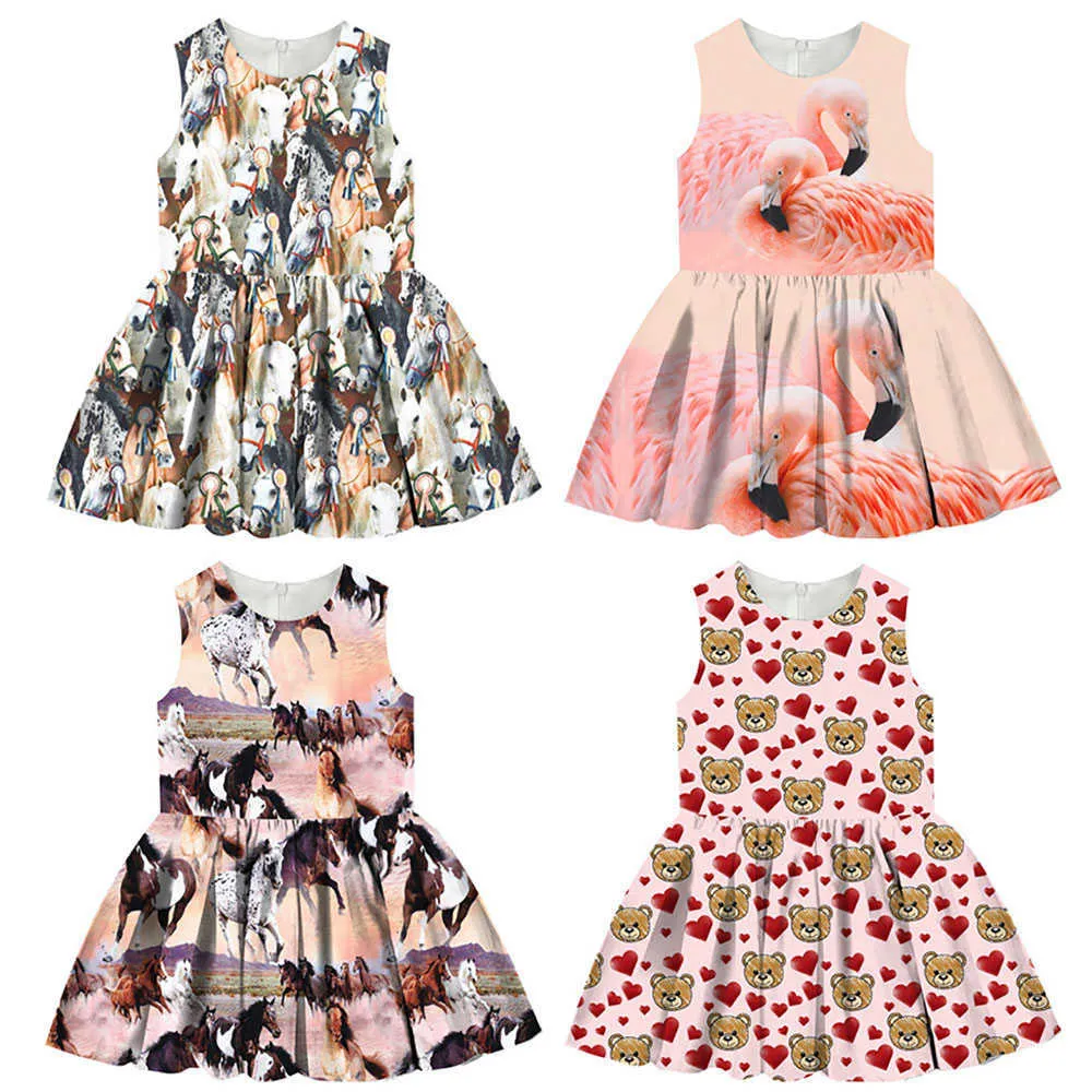 Bébé fille anniversaire grande marque robe filles robes belle impression enfants enfants vêtements vêtements de fête Casual nouvelle mode enfants meilleur Q0716