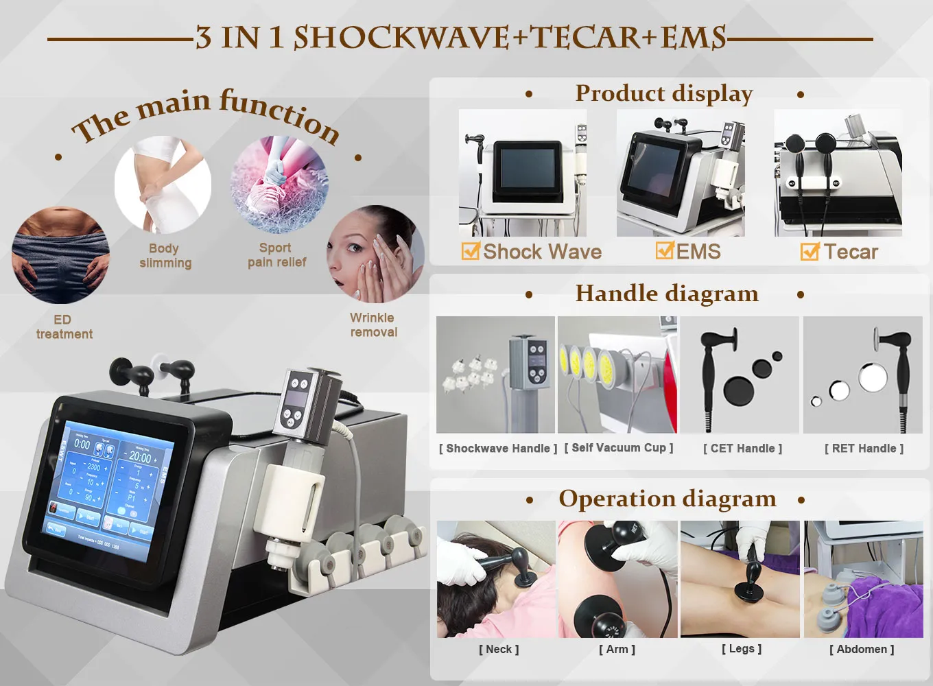 Shockwave Therapy Machine Smart Tecar EMS Massager med bra kvalitet Heta produkter Topp 20