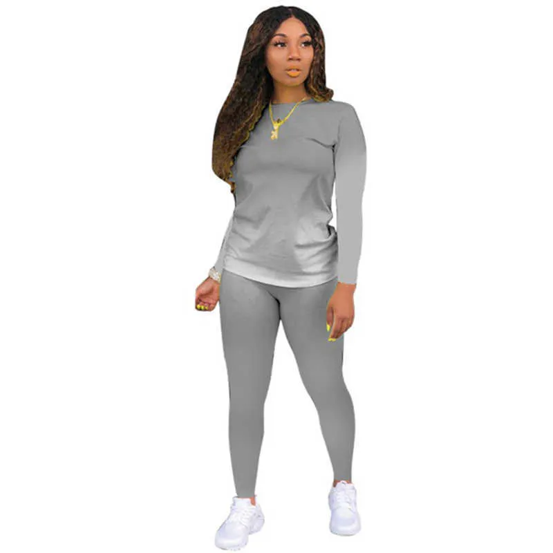 Women's Tracksuit Lightweight Women Casual Long Sleeve Set Top + Pants Matching Sets Workout Gym Suit Tracksuit Women Homewear 210930