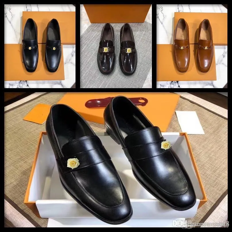Men Patent Leather Dress Shoes Oxford Luxury Pointed Toe Formal Wedding Casual Slip-On Leather Shoes