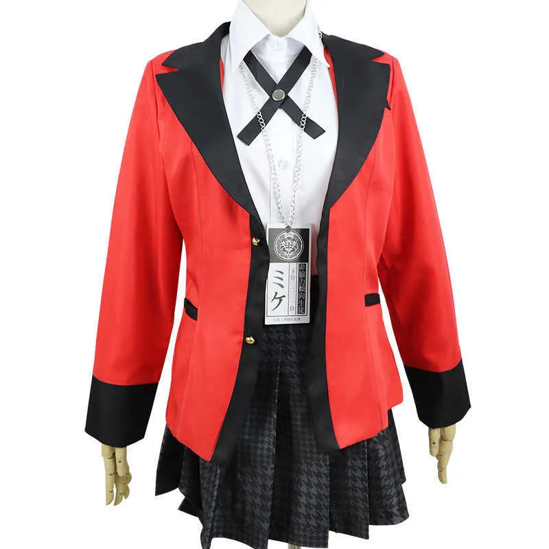 7 sztuk Pełny zestaw JP Anime Kikegurui Cosplay Costume Halloween Jabami Yumeko Igarashi Sayaka Cosplay School Uniform Y0913
