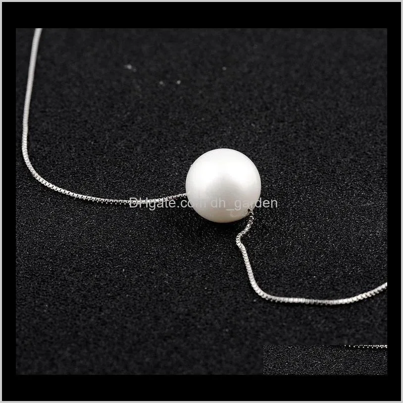 pearl choker necklace for women girls 925 silver chain pendant necklace bridal wedding party jewelry gift