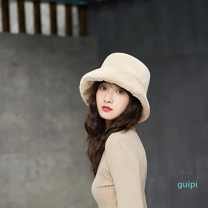 Wide Brim Hats Fashion Warm Bucket Hat Ladies Cute Solid Color Winter Casual For Women Apparel Accessories