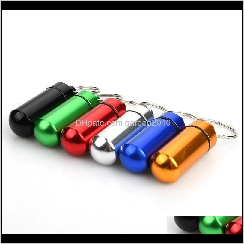 key holder aluminum waterproof pill box bottle holder container keychain key chain pill box jar storage 48mm*17mm stash wb3359