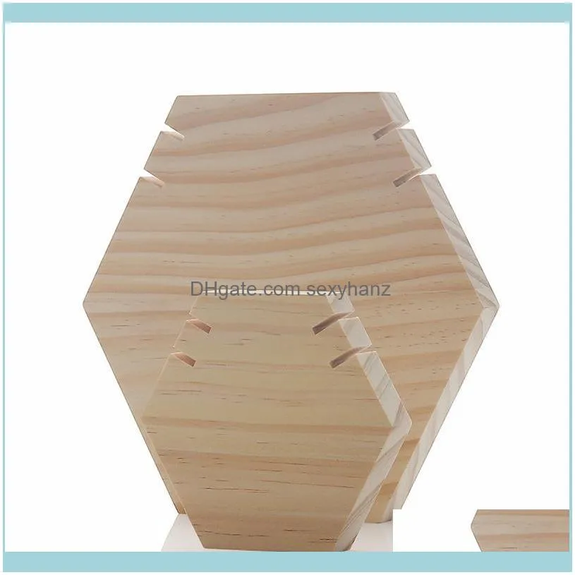 Wood Necklace Display Stand Hexagon Board Jewelry Holder For Show Hanging Long Retail Easel Pouches, Bags