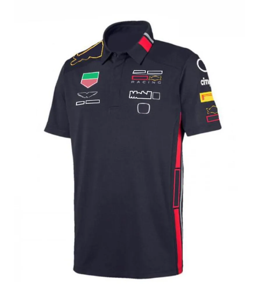 Tuta da corsa per fan dell'auto versione F1 team uomo e donna T-shirt estiva rossa a maniche corte tuta ad asciugatura rapida POLO customizat 7CFB