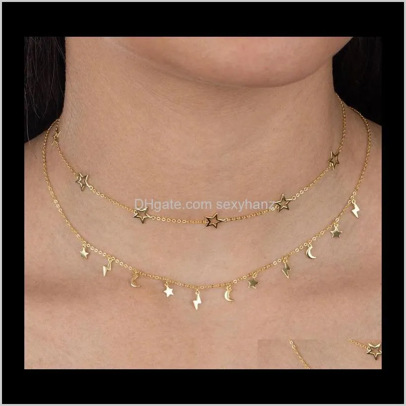 Kettingen Kettingen Hangers Sieraden Gedelicaat Dainty Klassieke Fijne Sterling Sieraden Tiny Hollow Charm Dunne Sier Link Chain Star Choker Necklace