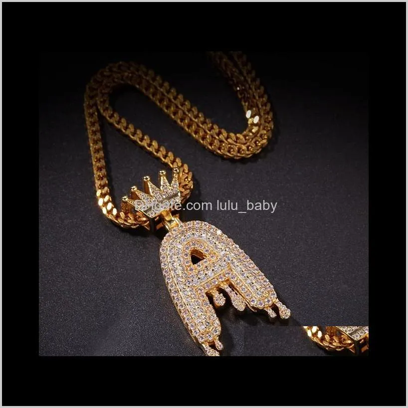 fashion luxury designer stainless steel chain crown 24 letters pendant necklace for men women cubic zirconia diamonds hip hop jewelry