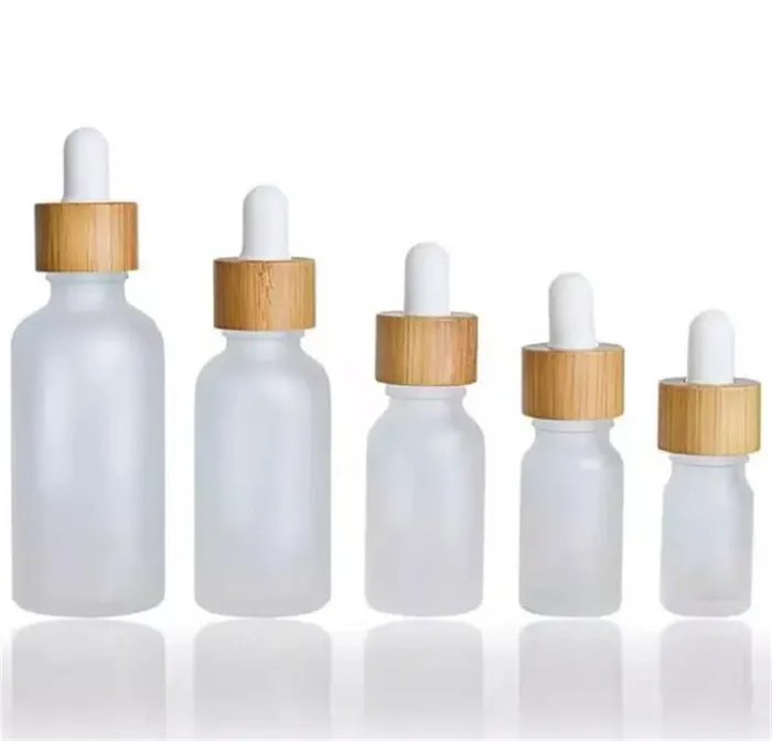 Frosted Clear lege glazen druppelaar fles met wit deksel 5ml 10 ml 15 ml 20ml 30ml 50ml 100ml