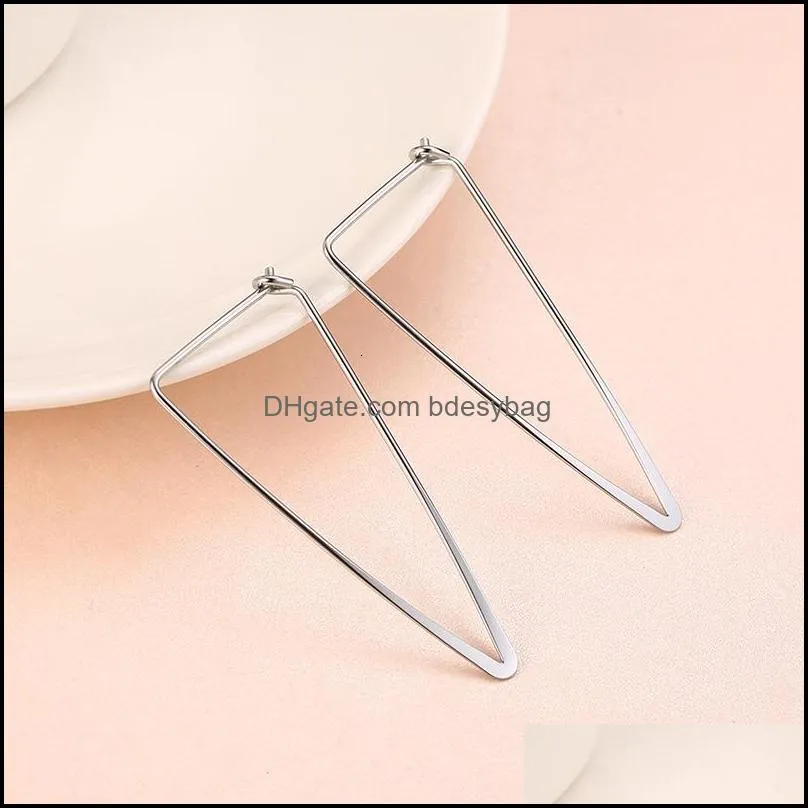 Hoop & Huggie Golden Big Triangle Earrings For Women Fashion Geometric Simple Statement Girls Lady