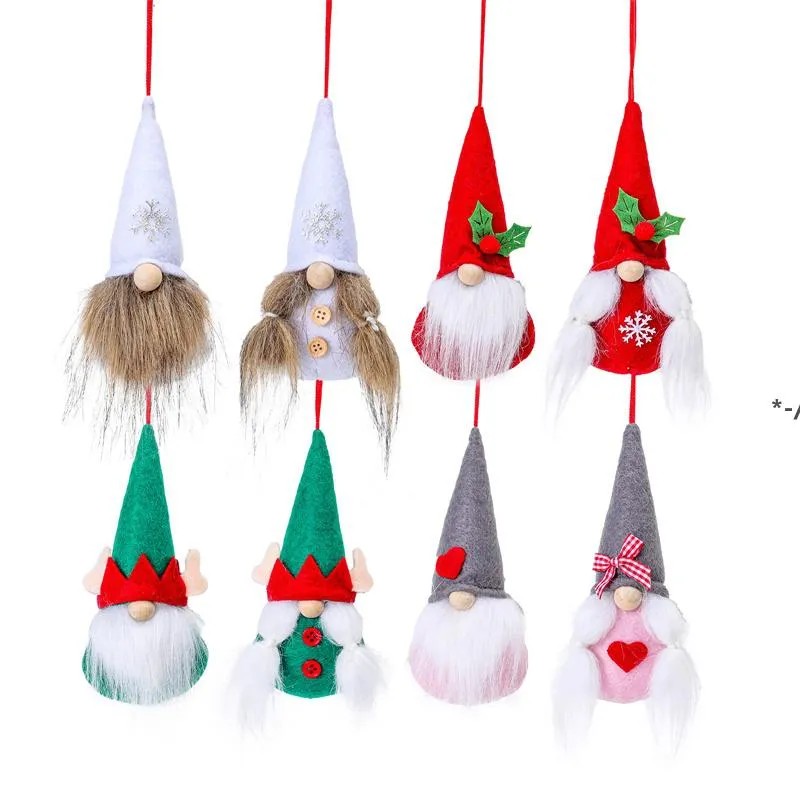 Jul ansiktslös docka smycken träd hängande hängen handgjorda plysch gnome santa dockor dekorationer 2st / set jjb11365