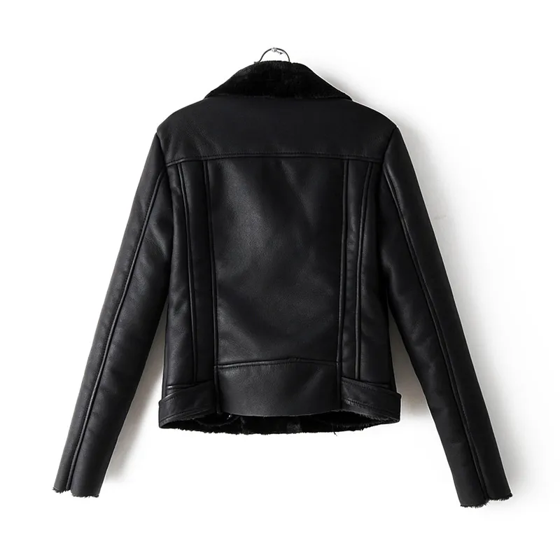 Faux Fur & Leather Moto Jacket: Chic Womens Slim Fit Biker