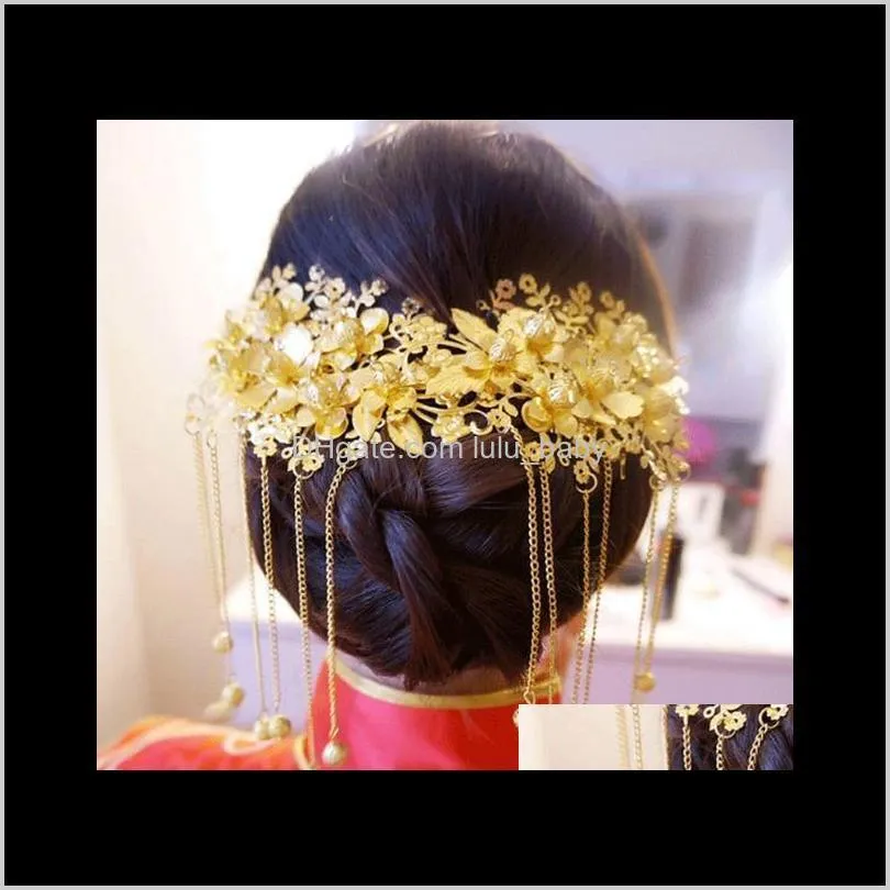 ancient bride dress phoenix crown classical fringed headdress plug comb a-81