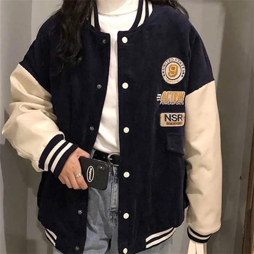 veste Femme lâche Hip Hop baseball uniforme esprit commémoratif manteau printemps automne hommes femmes beau punk streetwear 211014