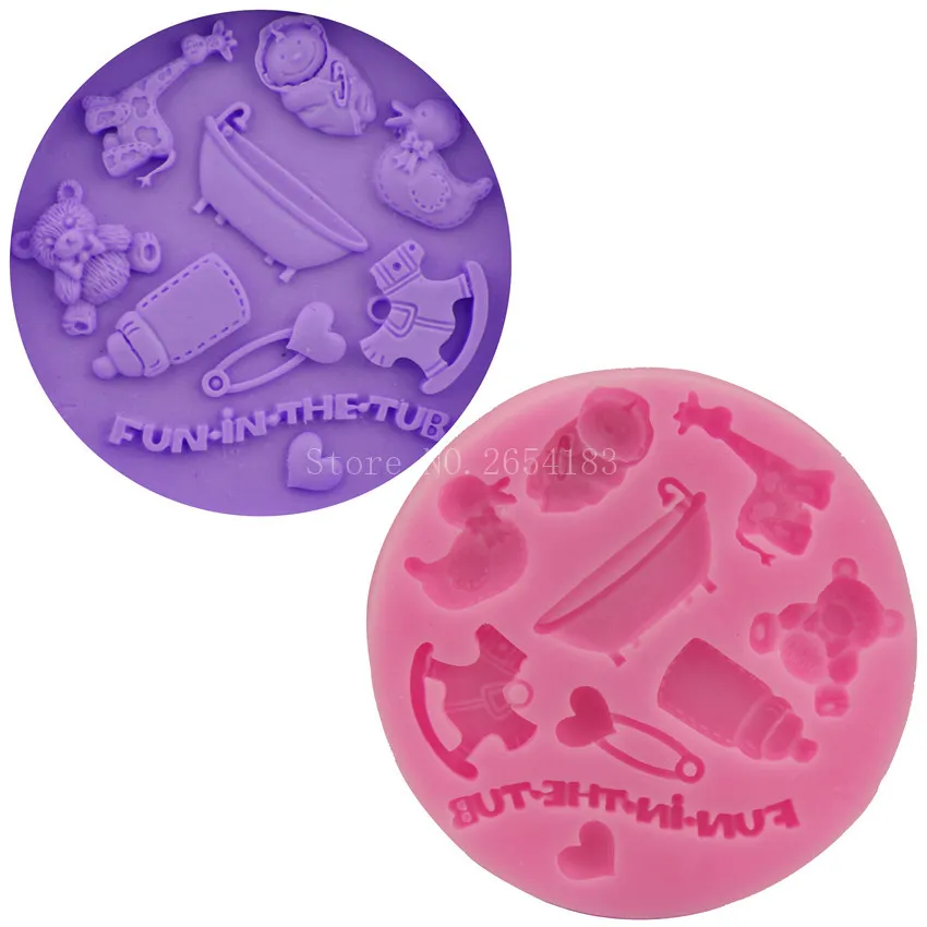 Bébé enfant dessin animé jouet Silicone Fondant savon 3D gâteau moule Cupcake gelée bonbons chocolat décoration outil de cuisson moules FQ1753