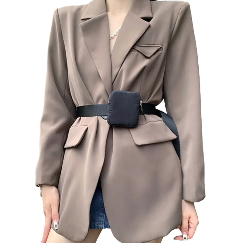 Womens Suits Blazers Business Casual Js with Fanny Pack Sashes Pure Color Metal Pattern Lady Coats Mens Womens Clothing Designer Suit