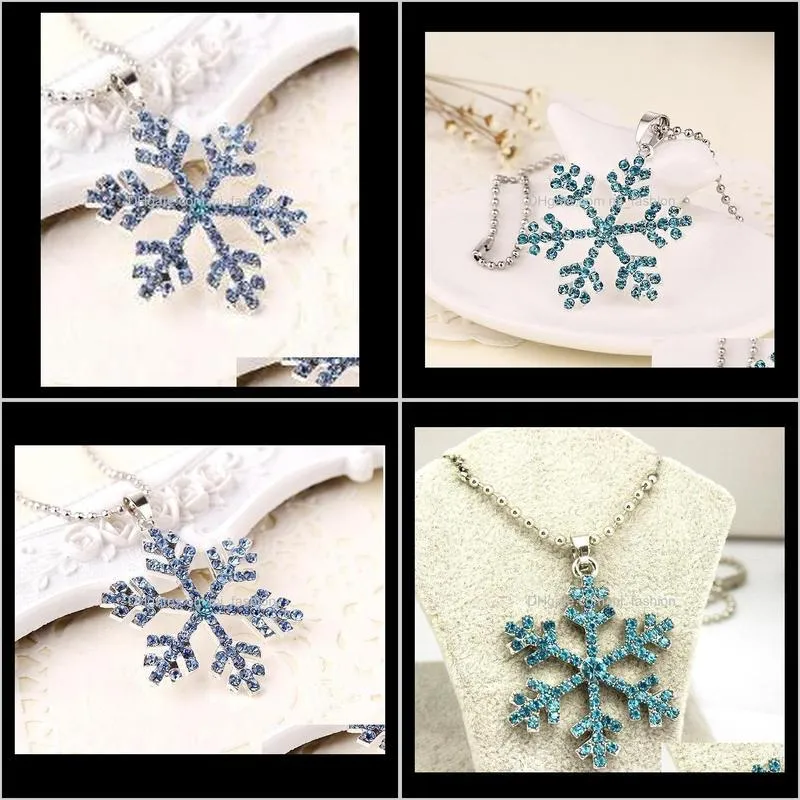 rhinestone snowflake pendant statement necklace crystal cartoon necklace ps0776