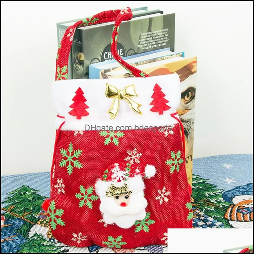 Festive Party Supplies Gift Wrap Christmas Candy Xmas Bag Flannel Snowman Santa Claus Sack Bags For Kidsa54