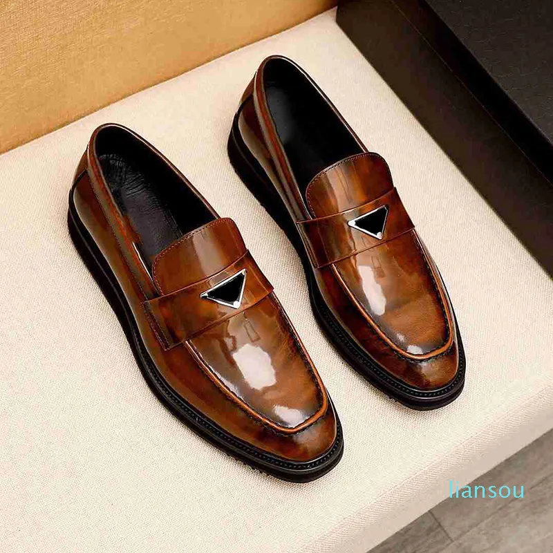 Fashion Man Dress Shoes Triangle Casual Designer Party Loafers Businessmen Formal Shoe Anti-Slip Sole